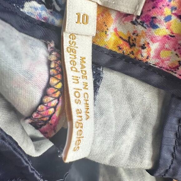 Laundry by Shelli Segal Pants Womens 10 Navy Floral Front Artsy Boho Cottagecore - Picture 6 of 8